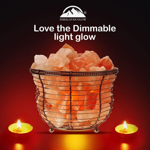 Tall Round Basket Salt Lamp, 8-10 Lbs | HIMALAYAN GLOW
